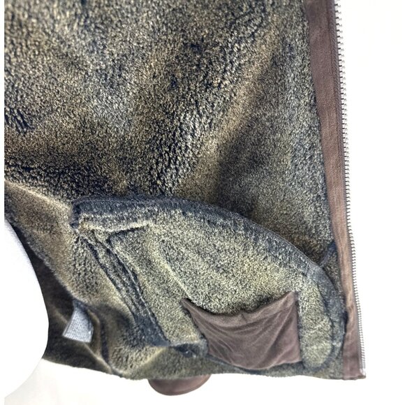 PERRY ELLIS Medium Portfolio Mens Brown Faux Suede Fur Lined Winter Jacket - Picture 10 of 14